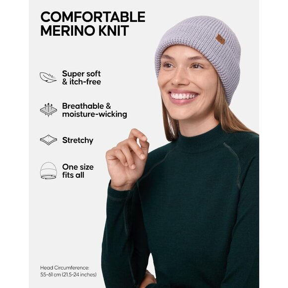 Men's Light Grey Merino Wool Fitted Stretch Beanie Stretchy Fisherman Beanie Cap - Picture 2 of 6